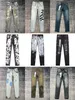 2024 PRUPLE MENS JEANS Schwarze Cargohosen Designer Jeans Skinny Sticker Leichte Wäsche zerrissene Otorcycle Rock Revival Jogger wahre Religionen lässige Elastizitätshosen