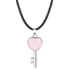 Pendant Necklaces Healing Chakra Heart Key Necklace 18inch Black Cord For Women Men Birthstone Crystal Quartz Jewelry Wholesales