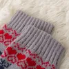 Women Socks Sweet Boots Cover Wool Antlers Stripe Snowflake Shape Knitted Foot Christmas