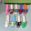 Hot Luxury Sandal Famous Designer Woman Slipper Man Slåsande GFlatt Cut-Out Classic Pool Beach Top Quality Comfort Ease To Wear Flat Slide Lady Leather