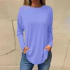 Women's Blouses Women Long Sleeve T Shirts Dressy Tunic Casual Fall Crewneck Bottom Shirt Plus Size Solid Color Loose Pullover Blusas