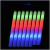 Inne imprezy imprezowe 10203060PCS BK Colorf LED Glow Sticks RGB Ploam Stick Cheer Tube Dark Light Birthday Wedding Drop Killa Dh3jj