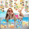 Gift Wrap BD085 12Pcs Summer Hawaii Swimming Beach Surfing Birthday Party Kraft Paper Bag With Handles Packing Supplies Handbags Kit