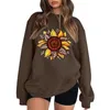 Women's Hoodies Fall Winter Sweatshirts For Womens Casual Sunflower Print Drop Shoulder Long Sleeve Pullovers Oversized Loose Fit Tops