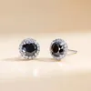 Stud Iogou 6 mm czarne okrągłe kolczyki halo dla kobiet oryginalne 925 srebrny luksusowy biżuteria z certyfikatem 231023