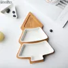 Plates Ceramic Bamboo Christmas Tree Tray Snack Plate Fruit Bowl Dish Tableware Breakfast Kitchen Home Supply