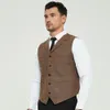 Chic gröna brudgum västar ullsillbens tweed groomsmen väst Slim fit herrar klänning kostym väst prom middag fest bröllop klädsel waistcoat skräddarsydd billigt