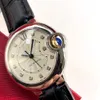 Herren- und Damenuhr, automatisches mechanisches Uhrwerk, blaue Ballonuhr, Lederarmband, wasserdicht, modisch, Geschenk, 33 mm