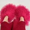 Slippers Real Fur Slippers For Women Summer Fluffy Indoor House Fuzzy Flat Slides Outdoor Fashion Beach Sandals Flip Flops 231024