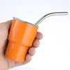 Obrytbar premium 3oz Stamfritt rostfritt stål Metallvin Glas med lock Straw -vinglas Vit champagne