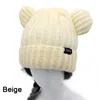 Berets Knitted Wool Hat Woman Winter Warm Hats Cute Bear Ears Bucket Panama Thicken Girls Fashion Basin Caps