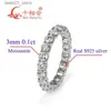 결혼 반지 0.1ct 3mm 라운드 D VVS Moissanite Full Eternity Band Ring 925 Sterling Silver Jewelry 남자 여성 약혼 선물 파티 데이트 Q231024