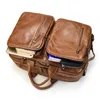 Briefcases Cowhide 14 Messenger Fit Briefcase Laptop Men Document Bag Business Handbags Leather Tote Man Travel Inch