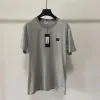 23 CP Loro Piana Designer de verão masculino puro algodão em torno do pescoço manga curta t juventude casual solto camiseta moda masculina