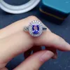 Cluster Rings Luxury Sterling Silver Tanzanite Ring For Party Natural 0.7ct Brithday Gift Wife