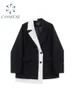Damskie garnitury Blazers Kobiety Blazers Office damski płaszcz koreański elegancki patchwork z długim rękawem samotny piersi moda moda żeńska odzież wierzchnia 231023