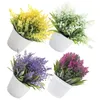 Fleurs décoratives 2 pièces, fausses plantes de lavande artificielles en pot, décoration simulée de faux bonsaï