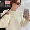 Clne Designer Sweater Lüks Moda Kadın Kazak Orijinal Yüksek kaliteli bütün kanca desen Beyaz Uzun Kollu Örme Yuvarlak Boyun