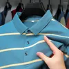 남자 폴로 스프링과 가을 줄무늬 Longsleeve 폴로 셔츠 하이 엔드 브랜드 비즈니스 캐주얼 넥 패션 대비 대비 색상 티셔츠