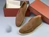 Toppkvalitetsdesigner Real Leather Casual Shoes Brand Open Walk Suede Sneaker för män Skor Vita gummisolar Bekväma män som går lägenheter Skor Klassisk fotled