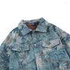 Jaquetas masculinas de alta qualidade estilo japonês estampa floral vintage denim casacos manga longa lapela streetwear juventude roupas casuais tops