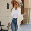 Mulheres Cape Xales Outono Inverno Longa Franja Poncho Mulheres Camisola Oversized V-Neck Jumper Malhas Férias Vintage Cape Batwing Manga Ponczo 231023