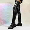 Boots Womens Sexy Red Over The Knee Thick Heels Motorcycles Long Woman Plus Size 43 Thigh High Nightclub Shoes 231023