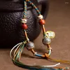 Pendant Necklaces Tibetan Rope Hand-woven Tangka Zakiram National Beeswax Jade Retro Personality Ethnic Style