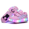 Athletic Outdoor Kid Boys Girls Flashing Roller Skate Shoes Children Led Light Up Shoes USB Laddning Lysande hjul Sneakers för Street 231023