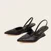 Klänningskor 2024 Kvinnor Silverkilar Hög klackar Casual spetsiga kvinnor Slingback Woman Wedding Spring Zapatos Mujer 231023