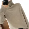 女性のセーター2023秋と冬のハイネックカシミアセーターアイドルスタイルのゆるいスリミング濃厚ジャンパーウール
