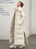 Mulheres para baixo parkas jaqueta de inverno feminino xlong engrossar casaco com capuz em linha reta elegante outerwear coreano moda feminina 231023