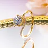 Pierścienie klastra 1Ct Browling High Carbon Diamond Bride Pierścień zaręczynowy Solid S925 Sterling Silver 18K Rose Gold For Women Luksusowy biżuteria