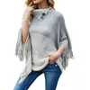 Women's Cape Women's Jackets Autumn Winter Fringe Poncho Women Sweater Overized Turtleneck Jumper Knitwear Holiday Vintage Cape Batwing Sleeve Ponczo 231023