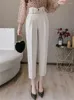 Damesbroek Seoulish 2023 Formele harem met riem Lente zomer Hoge taille Vrouwelijke werkkleding Elegante enkellange broek
