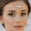 Haarspangen Stonefans Einfache Kristallblatt-Stirnkette Kopfschmuckschmuck Elegante runde Perle Brauthochzeit für Frauen