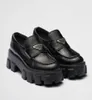 Marca de luxo feminino monolith mocassins sapatos preto couro escovado chunky único plataforma tênis elegante desconto mocassins senhora conforto andando EU35-40