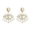 Boucles d'oreilles pendantes en cristal pour femmes, mode luxe, pompon, géométrie élégante, Champagne, goutte, bijoux de mariage, cadeau, vente en gros