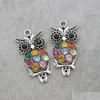 Charms Colorf cristal hibou animaux charmes 20 pièces/lot pendentifs en argent Antique 22X47Mm L1598 résultats de bijoux composants Lzsier bijoux bijou Dhape