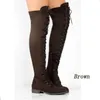 Botas femininas sobre o joelho moda sexy rendas inverno quente coxa alta cor sólida senhoras cavaleiro botas de mujer 231023