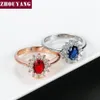 Band Rings Zhouyang Princess Kate Blue Gem skapade blå kristall Silverfärg Bröllopsfinger Crystal Ring Märke smycken för kvinnor Zyr076 231024