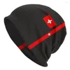 Berets Schweiz Flagge Beanie Cap Unisex Winter Warme Motorhaube Homme Strickmütze Coole Outdoor Ski Schweizer Kreuz Skullies Beanies Hüte