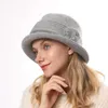 Bérets marque tricoté chapeau femmes hiver Anti ligne de cheveux bassin casquettes femme épais chaud fleur mode seau chapeaux