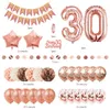 Andra evenemangsfestleveranser 30: e 50: e födelsedagsdekorationer för kvinnor Rose Gold Happy 30 Birthday Printed Balloon Cake Topper Paper Pom Poms Banner 231023