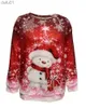 Women's Sweaters 2023 autumn and winter plus size Christmas casual tops women's large color block snowman print long-sleeved round neck tops 6XLL231024