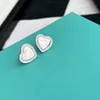 Charme designer brincos de luxo design brincos em forma de coração brincos de diamante elegante jóias finas presente com caixa original