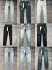 2024 Pruple Mens Jeans Black Cargo Pants Designer Jeans Skinny Stickers Light Wash gescheurde otorcycle rock revival joggers ware religies casual elastische broek