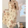 Women's Sleepwear 2023 Cute Pajamas Women Summer Cotton Sling Loose Pregnant Woman Home Furnishing Dress Night Peignoir BC61