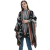 Women's Cape Shawls Women's Winter Ponchos Overdimensionerade halsduk Kappor Geometri varm kappa filt för damer 231023