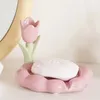 Soap Dishes 1PC Ceramic Flower Shape Soap Box Water Guide Hole Dish Storage Plate Tray Shower Soap Holder Bathroom Supplies 231024